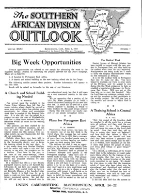 The Southern African Division Outlook | April 1, 1933