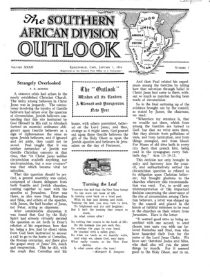 The Southern African Division Outlook | January 1, 1934