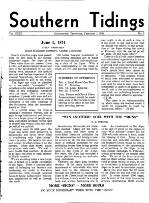Southern Tidings | February 1, 1939