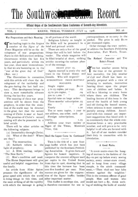 Southwestern Union Record | July 14, 1908
