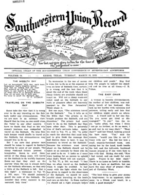 Southwestern Union Record | March 16, 1915