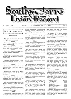 Southwestern Union Record | July 1, 1924