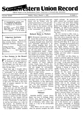 Southwestern Union Record | March 1, 1933