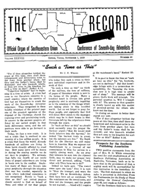 Southwestern Union Record | November 1, 1939