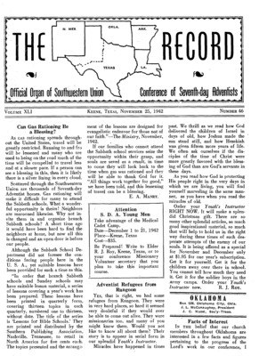 Southwestern Union Record | November 25, 1942