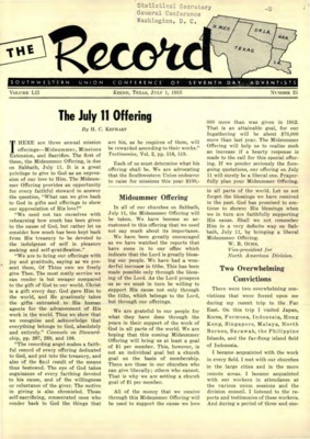 Southwestern Union Record | July 1, 1953