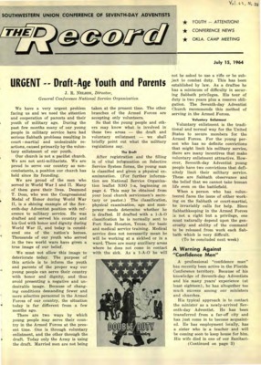 Southwestern Union Record | July 15, 1964