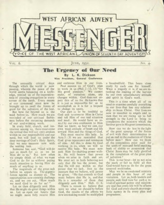 The West African Advent Messenger | April 1, 1952