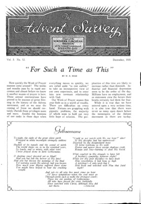 The Advent Survey | December 1, 1931