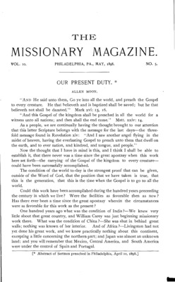 The Missionary Magazine | May 1, 1898