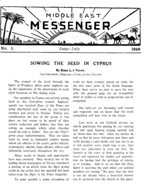 Middle East Messenger | June 1, 1948