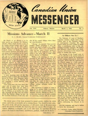 Canadian Union Messenger | March 1, 1961