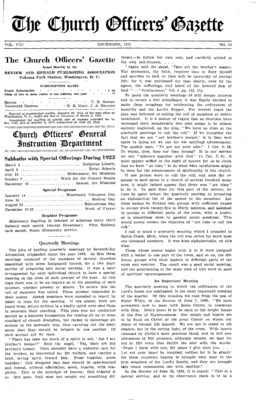 The Church Officers' Gazette | December 1, 1921