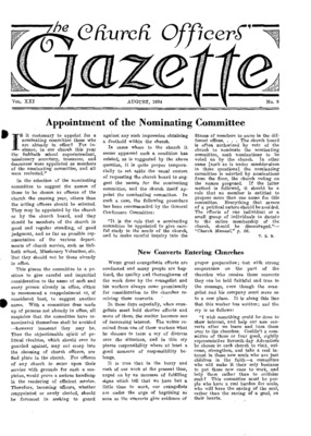 The Church Officers' Gazette | August 1, 1934