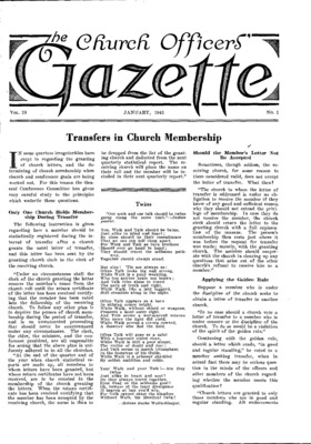 The Church Officers' Gazette | January 1, 1941