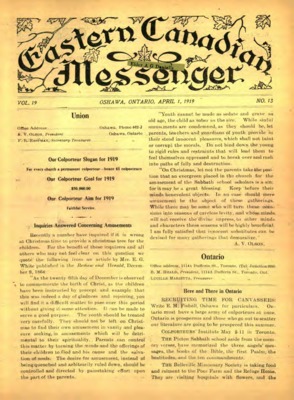 Eastern Canadian Messenger | April 1, 1919
