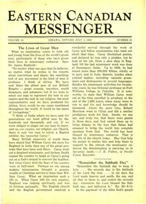 Eastern Canadian Messenger | July 1, 1930