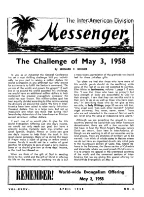 The Inter-American Division Messenger | April 1, 1958