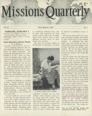Missions Quarterly | January 1, 1939