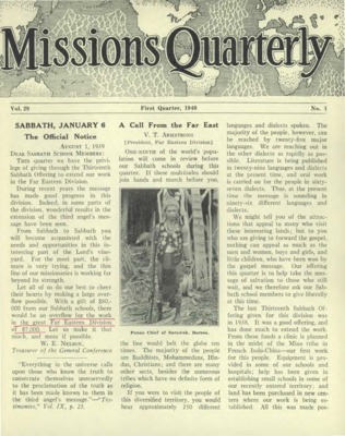 Missions Quarterly | January 1, 1940