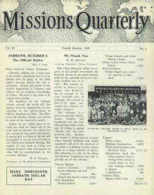 Missions Quarterly | October 1, 1940