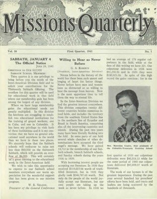 Missions Quarterly | January 1, 1941