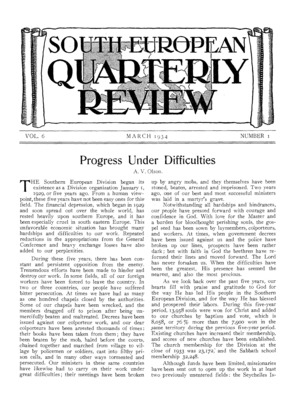 South European Quarterly Review | March 1, 1934