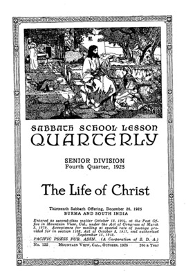 Sabbath School Quarterly | October 1, 1925