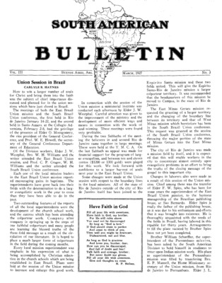 South American Bulletin | March 1, 1927