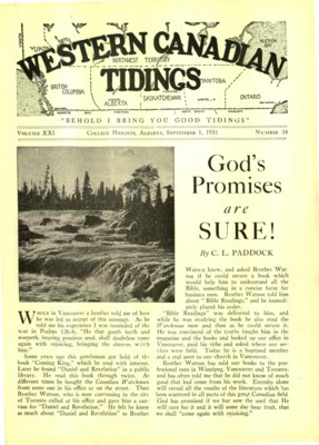 Western Canadian Tidings | September 1, 1931