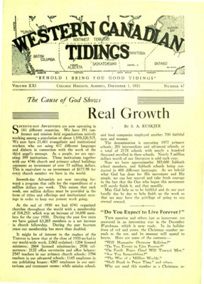 Western Canadian Tidings | December 1, 1931