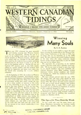 Western Canadian Tidings | February 2, 1932