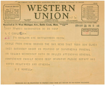 W. E. Howell to L. C. Coulston - May 28, 1934