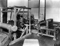 Three unknown women working in the Weaving and Sewing Room at Madison College in Madison, TN