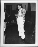 Horace Beckner dressed in overalls