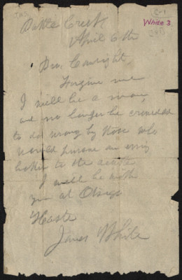 James White to Dudley M. Canright, 6 April [1881]