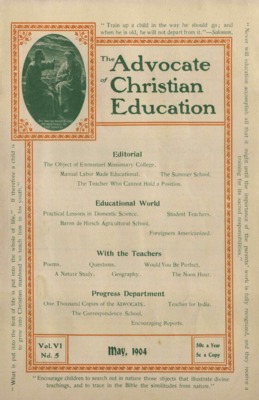 The Advocate of Christian Education | May 1, 1904
