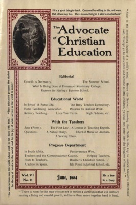 The Advocate of Christian Education | June 1, 1904