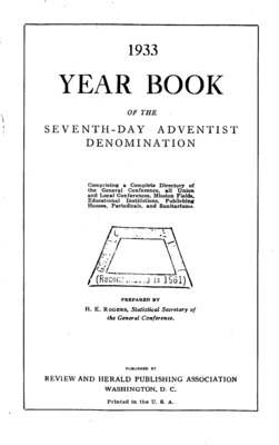 Seventh-day Adventist Yearbook | January 1, 1933
