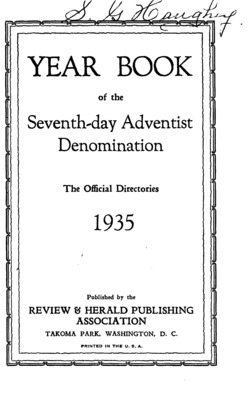 Seventh-day Adventist Yearbook | January 1, 1935
