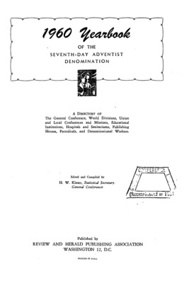 Seventh-day Adventist Yearbook | January 1, 1960