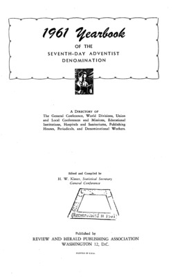 Seventh-day Adventist Yearbook | January 1, 1961