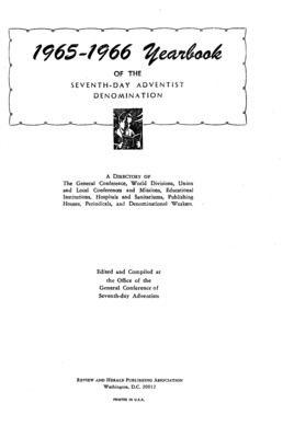Seventh-day Adventist Yearbook | January 1, 1965