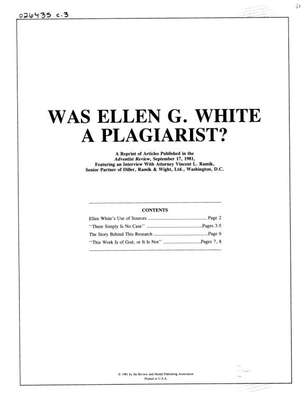 Was Ellen G White a plagiarist?