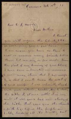Letter Feb 16 1878 to D L Moody regarding the seventh-day Sabbath