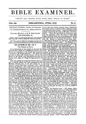 Bible Examiner | April 1, 1848