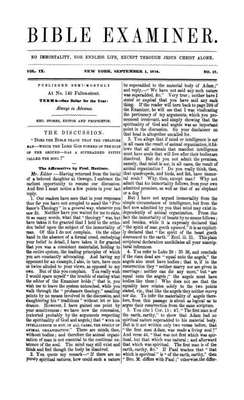 Bible Examiner | September 1, 1854