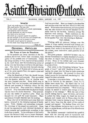 Asiatic Division Outlook | January 1, 1920