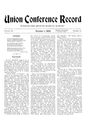 Union Conference Record | October 1, 1900