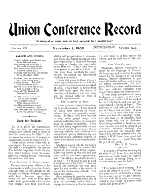 Union Conference Record | November 1, 1903